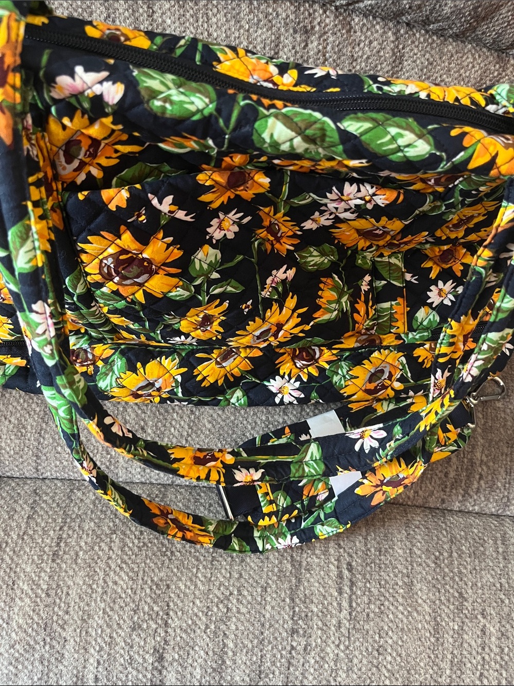 Vera Bradley Deluxe Travel Tote Sunflowers Quilted Tote Bag with trolley sleeve - Picture 12 of 16
